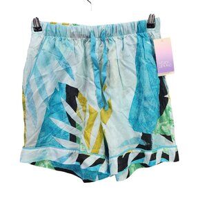 Womens Stars Above Pajama Shorts Aqua Blue Floral Print Simply Cool Size XS